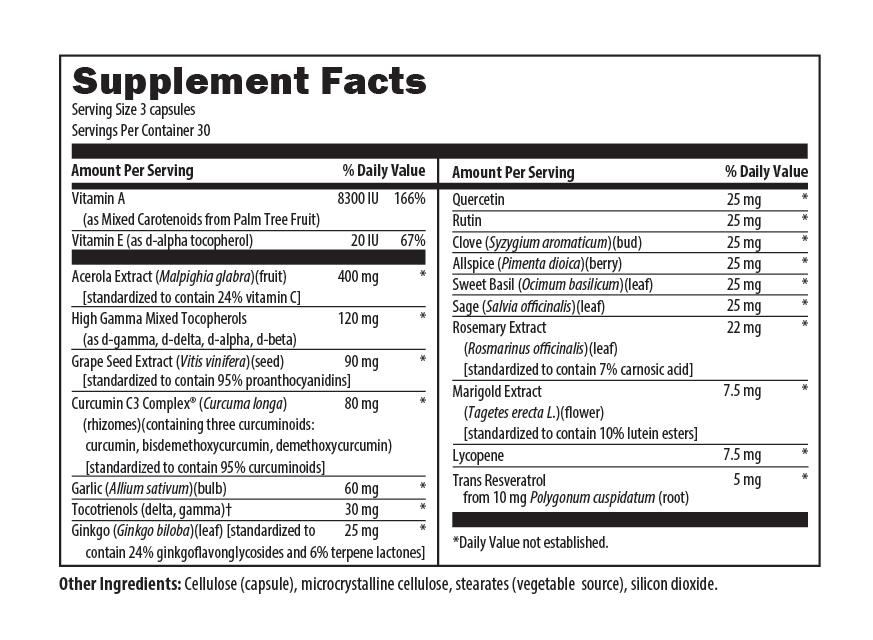 Anti-Oxidant Supplement Facts